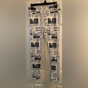 Ladies Newspaper Print Leggings